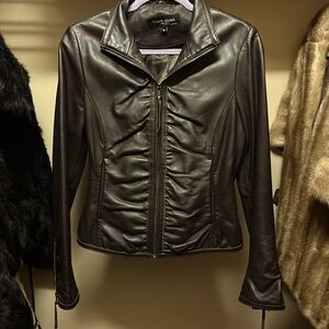 Genuine brown leather jacket.